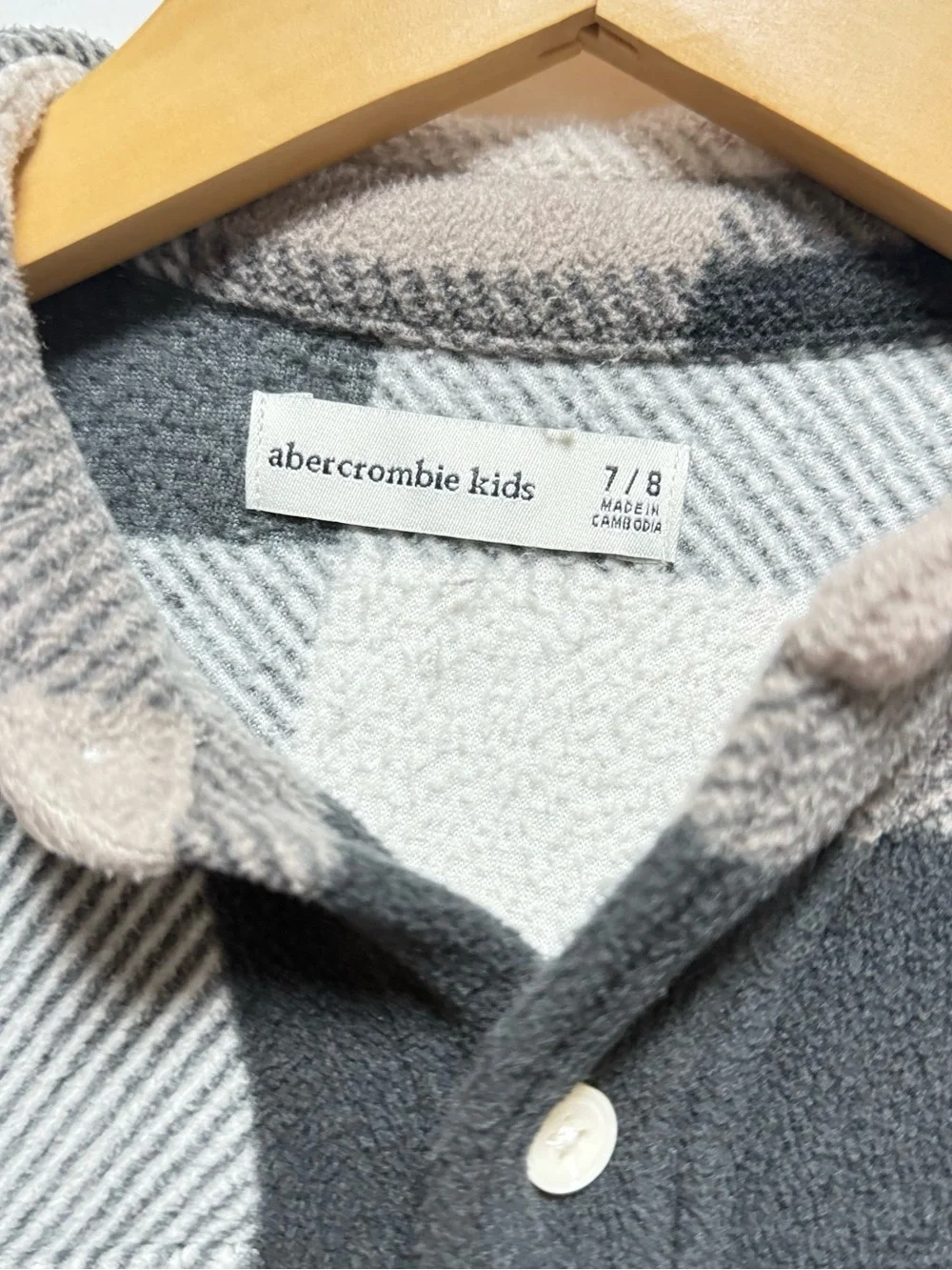 abercrombie kids Gray & Cream Plaid Button-Front Shacket